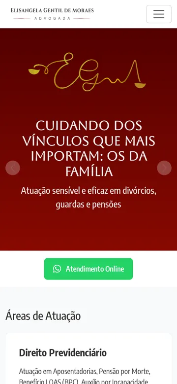Site da Dra. Elisângela Gentil de Moraes visto no celular